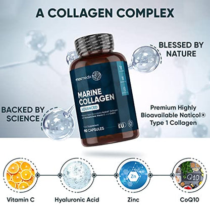 Marine Collagen Capsules 1455mg - Naticol Type 1 Collagen Supplements for Women & Men