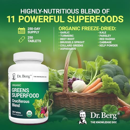 Dr. Berg's Greens Superfood Cruciferous Vegetable Tablets - Vegetable Supplements