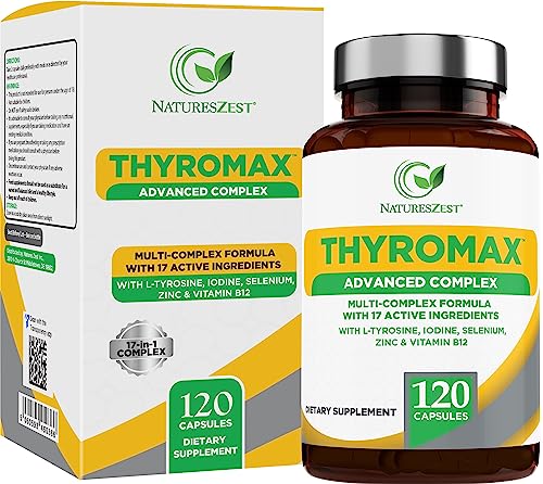 Natures Zest Thyroid Support Supplement for Women & Men - 120 Vegan Capsules 
