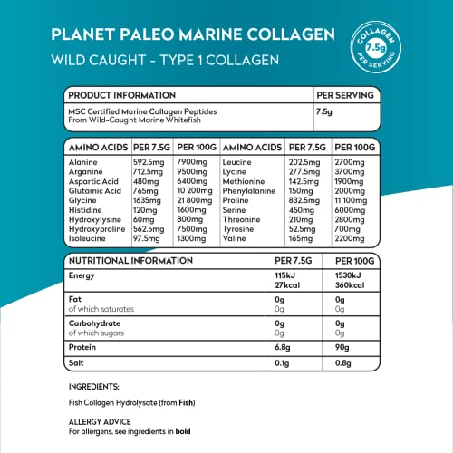 Pure Marine Collagen Powder (60 Servings, 450g) | for Healthy Skin, Hair and Nails, and Gut Health