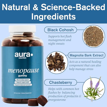 Aura · Essentials Menopause Gummy Supplements with Magnolia Bark Extract for Multi-Benefit Relief