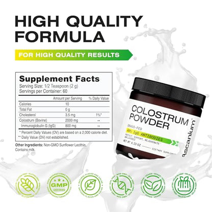 Colostrum Powder - Grass-Fed 40% IgG Colostrum Supplement Powder - Bovine