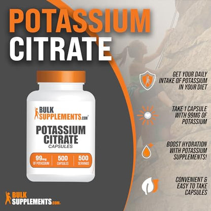 BulkSupplements.com Potassium Citrate Capsules - Potassium Supplement, Potassium