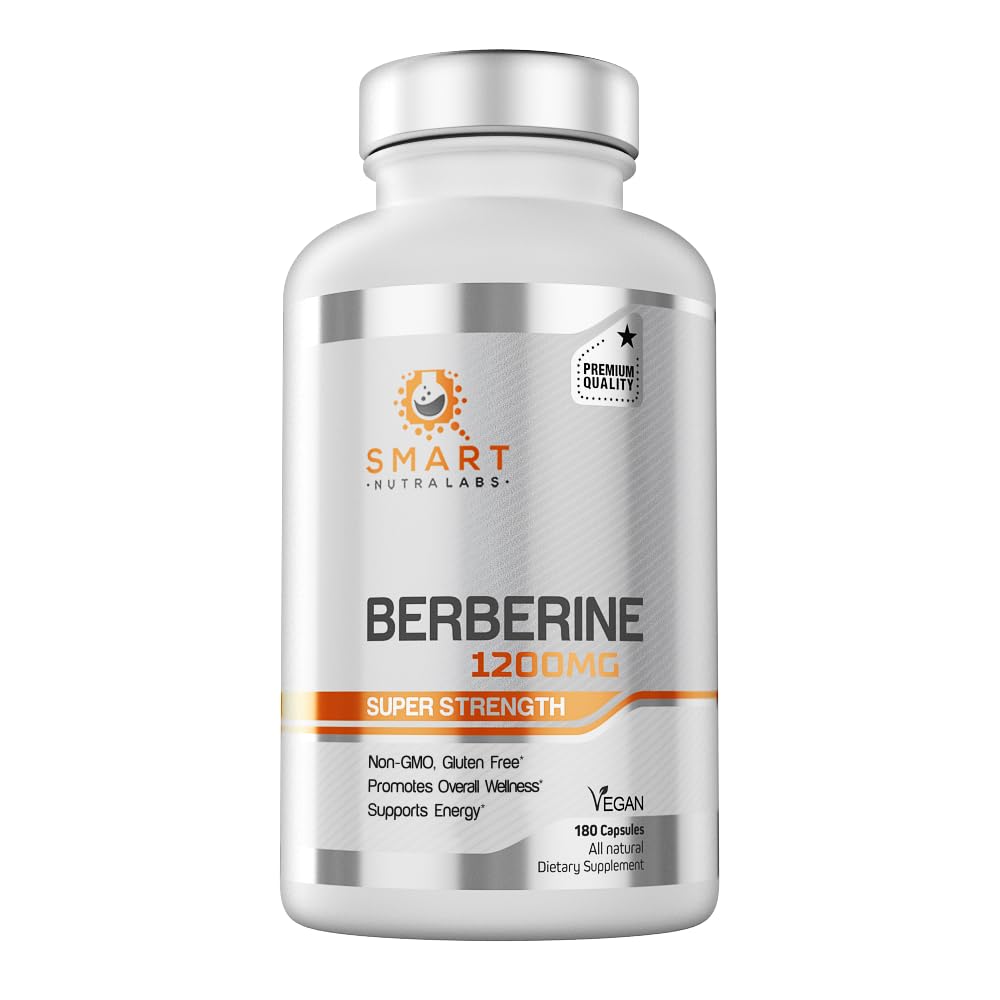 Smart Nutra Labs Premium Berberine HCL 1200mg- 180 Vegan Capsules, 100% Pure