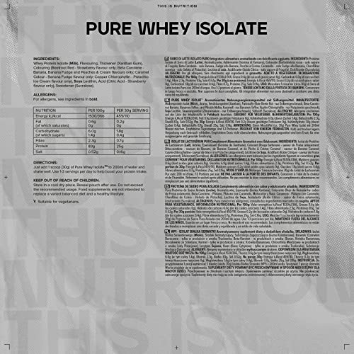 Bulk Pure Whey Protein Isolate, Protein Powder Shake, Banana, 500 g, Packaging May Vary