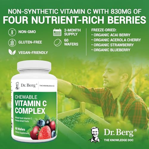 Dr. Berg's Vitamin C Complex Whole Food (60 Chewable) 100% Natural Vitamin C from