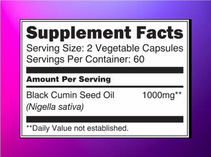 Black Seed Oil Capsules 1000mg - Premium Black Cumin Seed Oil Capsules - Black Seed