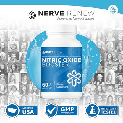 NERVE RENEW Nitric Oxide Booster - Nitric Oxide Supplement with L Arginine Hydrochloride for Complete Nerve Nourishment - 60 Capsules