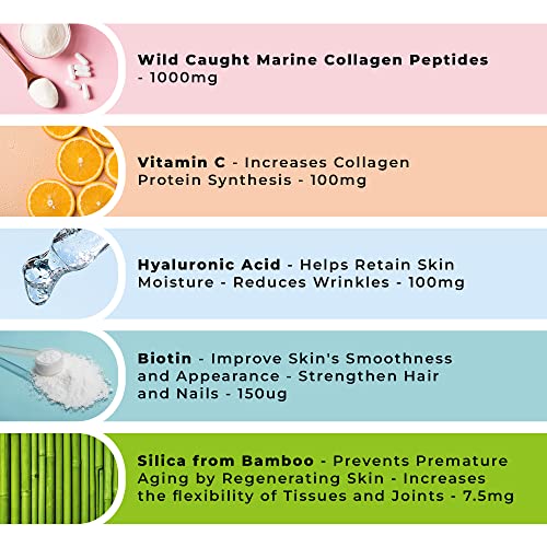 Wild-Caught Marine Collagen Complex Capsules with Hyaluronic Acid | 120 Capsules - 2 Month Supply