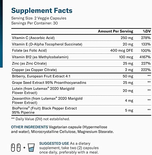 Areds 2 Eye Vitamins - Lutein, Zeaxanthin & Bilberry Extract - Supports Eye Strain