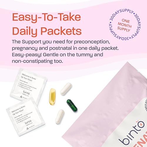 Binto Prenatal 4 in 1 Probiotic & Multivitamin Packets with Iron, DHA, Methylated Folate and probiotics