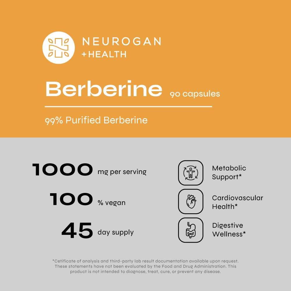 Neurogan Berberine Supplement Capsules, Weight Management Support - 45,000MG Natural