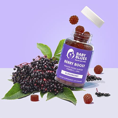 Baby Blues Berry Boost Elderberry Gummies for Moms - Immune Support with Zinc & Vitamin