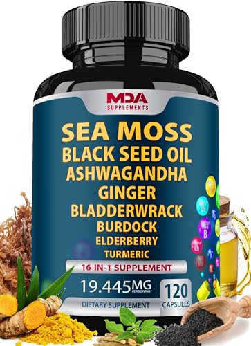 Sea Moss Black Seed Oil Ashwagandha Ginger - Multimineral Sea Moss Capsules