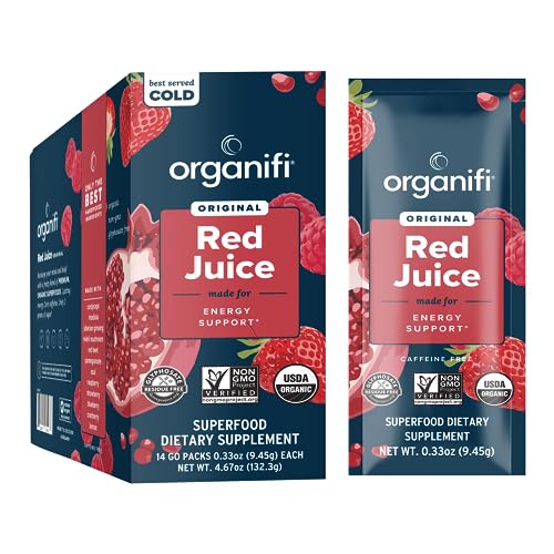 Organifi Red Juice - Vegan Energy Powder - Berry-Flavored Adaptogen Drink - Caffeine 