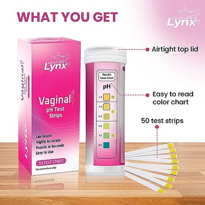 5-Minute Vaginal pH Test Kit for Women - 50 Premium-Quality Vaginal Heath pH Test Strips Included