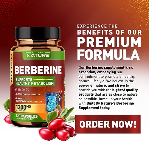 Berberine 1200mg - 100% Pure Berberine HCl Supplement, High Strength Berberine