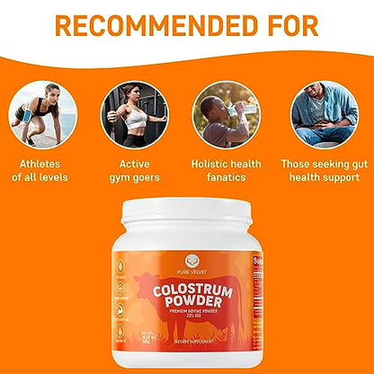 Pure Velvet Colostrum Powder for Gut Health, Bloating, Hair Growth, Immune Support