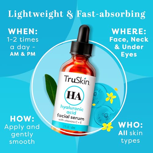 TruSkin Naturals, Hyaluronic Acid Serum for Face + 7 Ultra Hydrating Ingredients