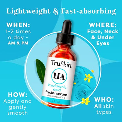 TruSkin Naturals, Hyaluronic Acid Serum for Face + 7 Ultra Hydrating Ingredients