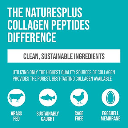 NaturesPlus Collagen Peptides Capsules - Premium Hydrolysed Collagen Supplement Type I, II, III, IV, V and X - Non-GMO, Gluten Free - 90 Capsules