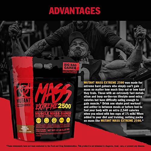 Mutant Mass Extreme Gainer Whey Protein Powder, Build Muscle Size & Strength with High-Density Clean Calories