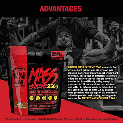 Mutant Mass Extreme Gainer Whey Protein Powder, Build Muscle Size & Strength with High-Density Clean Calories