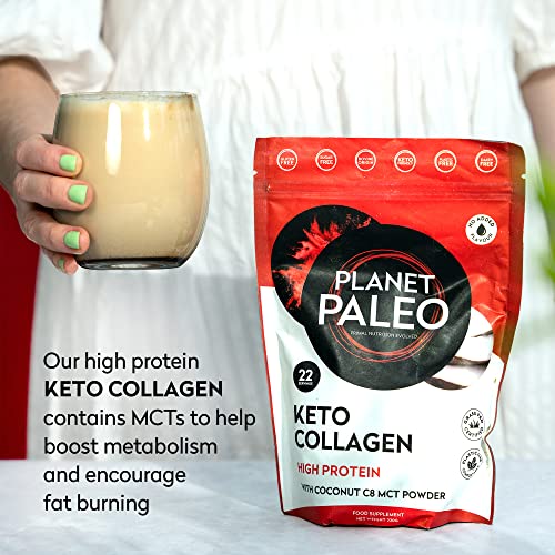 Planet Paleo Keto Collagen Powder (220g, 22 Servings) - Grass-Fed, High Protein