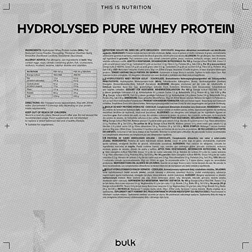 Bulk Hydrolysed Whey Protein Isolate, Protein Shake, Chocolate, 500 g, Packaging May Vary