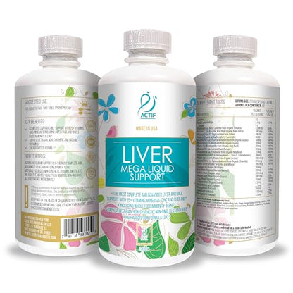 Actif Liver Mega Liquid Support - Complete Liver and Bile Maximum Strength Supplement