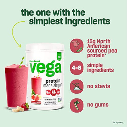 Vega Protein Made Simple Protein Powder, Vanilla - Stevia Free, Vegan, Plant Based