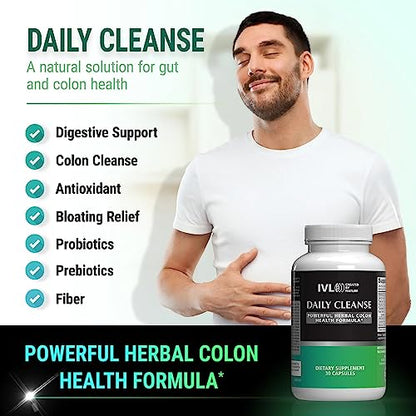 IVL - Daily Cleanse Herbal Colon Health Formula - Detoxification, Probiotic, Digestive Support