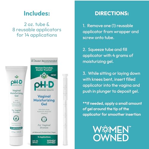 Boric Acid Moisturizing Vaginal Gel with Hyaluronic Acid, Vitamin E for Vaginal Dryness by pH-D