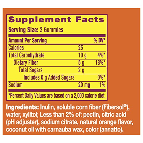 Metamucil Fiber Supplement Gummies, Sugar Free Orange Flavor, 5g Prebiotic Plant Based