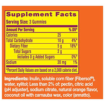 Metamucil Fiber Supplement Gummies, Sugar Free Orange Flavor, 5g Prebiotic Plant Based