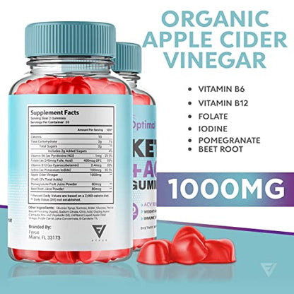 (2 Pack) Optimal Keto ACV Gummies Advanced Weight Loss Plus, Optimal Keto+ACV