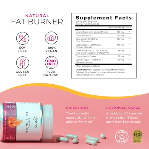 One Sol Fat Burner for Women, Natural Metabolism Booster, Burn More Calories