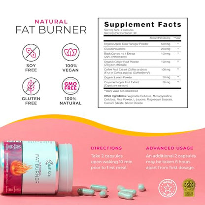 One Sol Fat Burner for Women, Natural Metabolism Booster, Burn More Calories