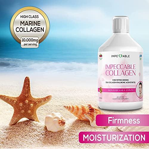 IMPECCABLE Collagen 10.000mg hydrolyzed Sugar Free Liquid Marine Collagen | Supplements for Women and Men