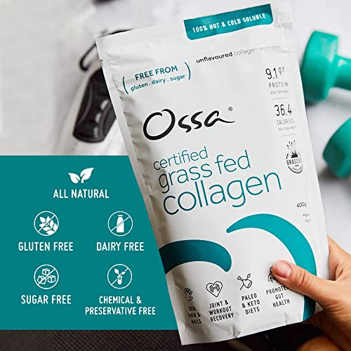 Ossa Certified Grassfed Collagen Peptides Powder-Supplement for Joint, Gut, Hair, Skin & Nails