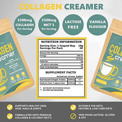 Collagen Coffee Creamer | Keto & Paleo | Premium Hydrolysed Collagen Peptides & Coconut MCT