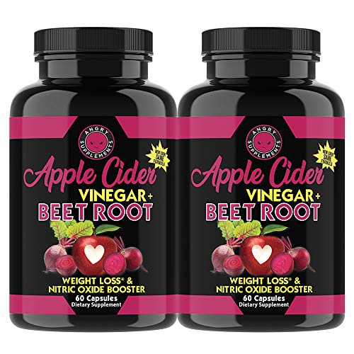 Angry Supplements Apple Cider Vinegar + Beet Root Capsules, Detox Pills, Nitric Oxide 