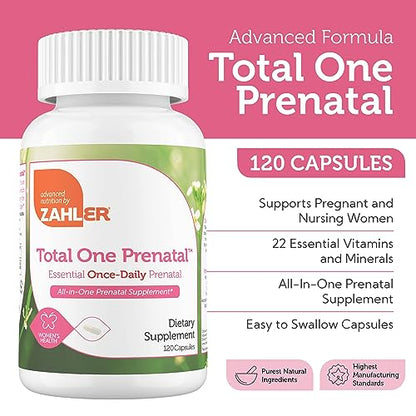 Zahler - Total One Prenatal Vitamins for Women (120 Count) Daily Multi Vitamin Prenatals