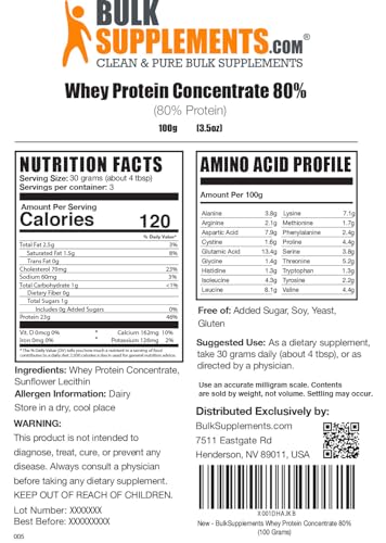 BULKSUPPLEMENTS.COM Whey Protein Concentrate Powder - Unflavored Protein Powder