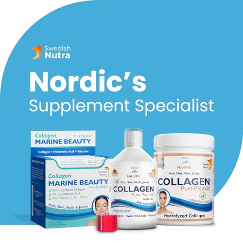 Swedish Nutra Marine Beauty Collagen | High Strength Type 1 & 3 Collagen to Rejuvenate Hair, Skin & Nails