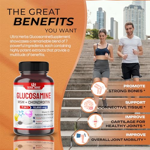 Glucosamine Chondroitin MSM 10,850mg - Joint Mobility Support Supplement