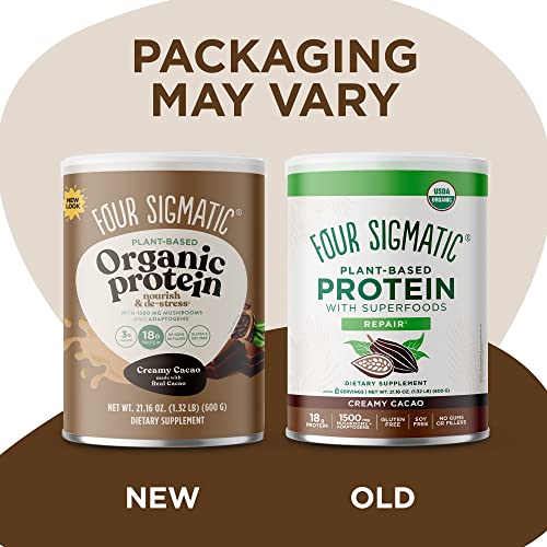 Four Sigmatic Organic Plant-Based Protein Powder Creamy Cacao Protein with Lion’s Mane