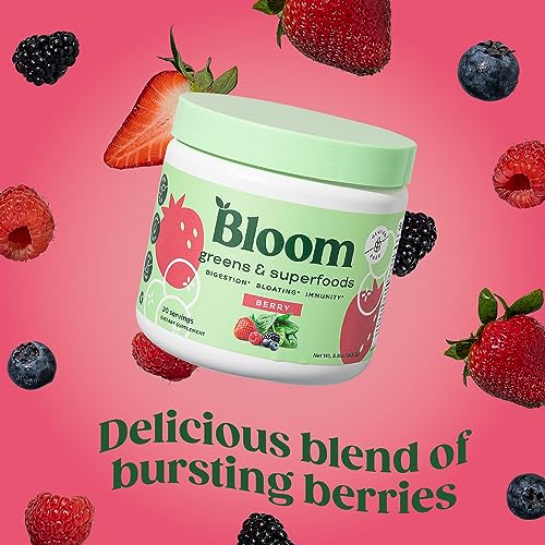 Bloom Nutrition Super Greens Powder Smoothie & Juice Mix (Berry)