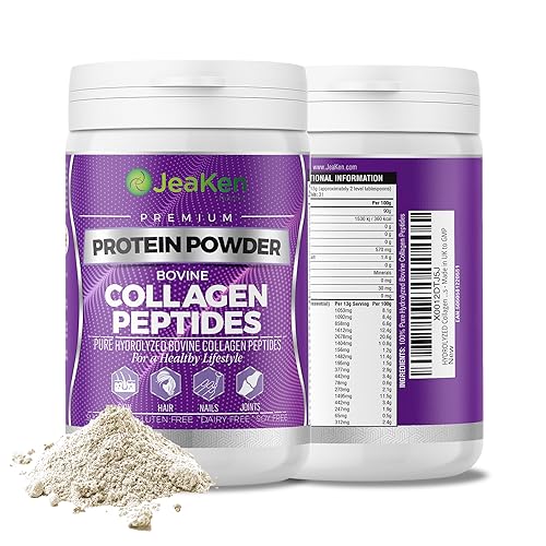 JeaKen - Unflavored Collagen Peptides Powder from Grass-Fed Bovine Sources - Sugar-Free Hydrolyzed Collagen