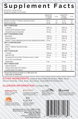 Core Nutritionals Fury V2: Pre-Workout Powder to Maximize Performance in The Gym